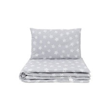 MamoTato gultas veļas komplekts 2D/ 135x100cm STARS, white/grey 14333