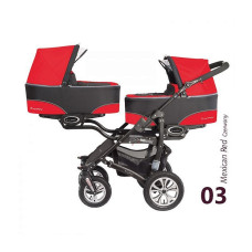 BABYACTIVE TWINNY CLASSIC dvīņu rati Mexican Red - 03 sarkans un melns rāmis