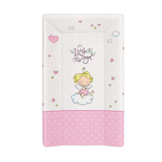 CEBABABY pārtinamā virsma ar mīkstu pamatni un aizsardzību no trim pusēm 80x50cm LITTLE ANGEL WHITE PINK