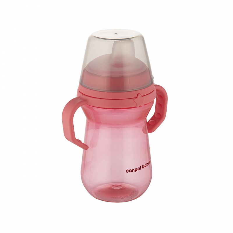 CANPOL BABIES krūzīte ar silikona snīpi, FirstCup, 250ml, rozā, 56/615_pin