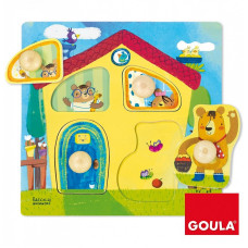 GOULA koka puzle ar podziņām Bear Family House 12m+. 53461