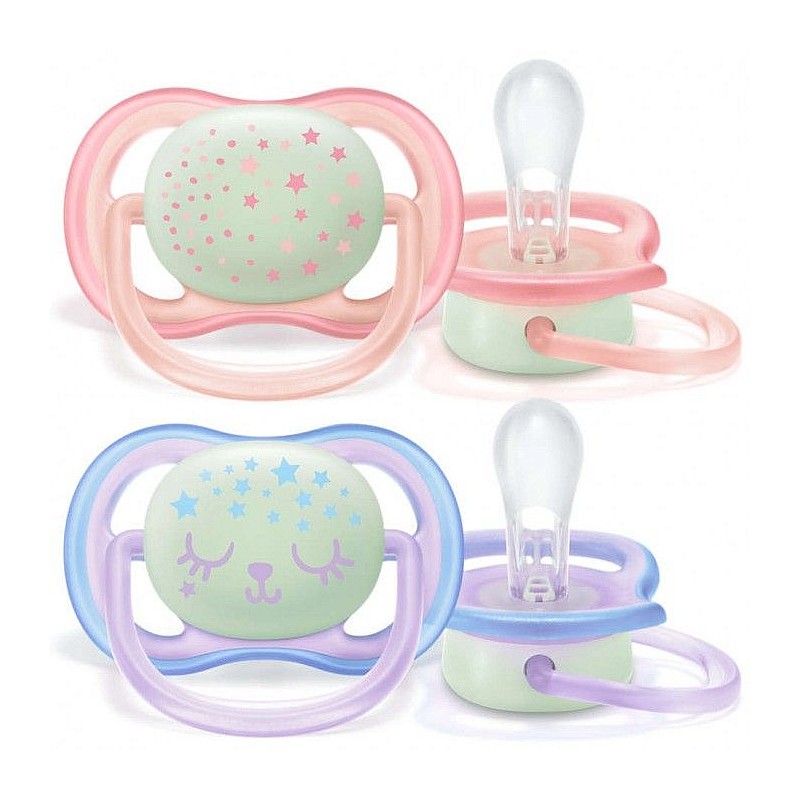 PHILIPS AVENT ULTRA AIR NIGHT Simetriskas formas silikona māneklis, 0-6M, 2gab, SCF376/12