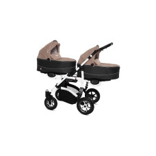 BABYACTIVE TWINNY PREMIUM dvīņu rati BEIGE, 12 balts rāmis