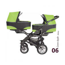 BABYACTIVE TWINNY CLASSIC dvīņu rati Green Apple - 06 zaļš un melns rāmis