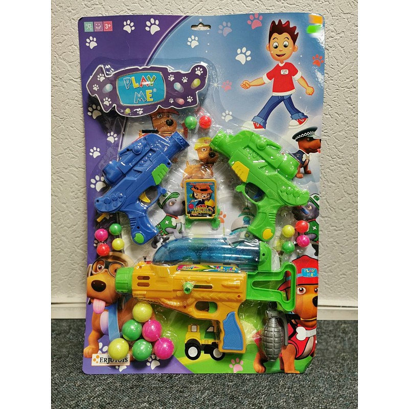 ERJUTOYS PLAY ME Bumbiņu pistoles komplekts (3gb), JU10272, Item 622-2 VASARAS IZPĀRDOŠANA