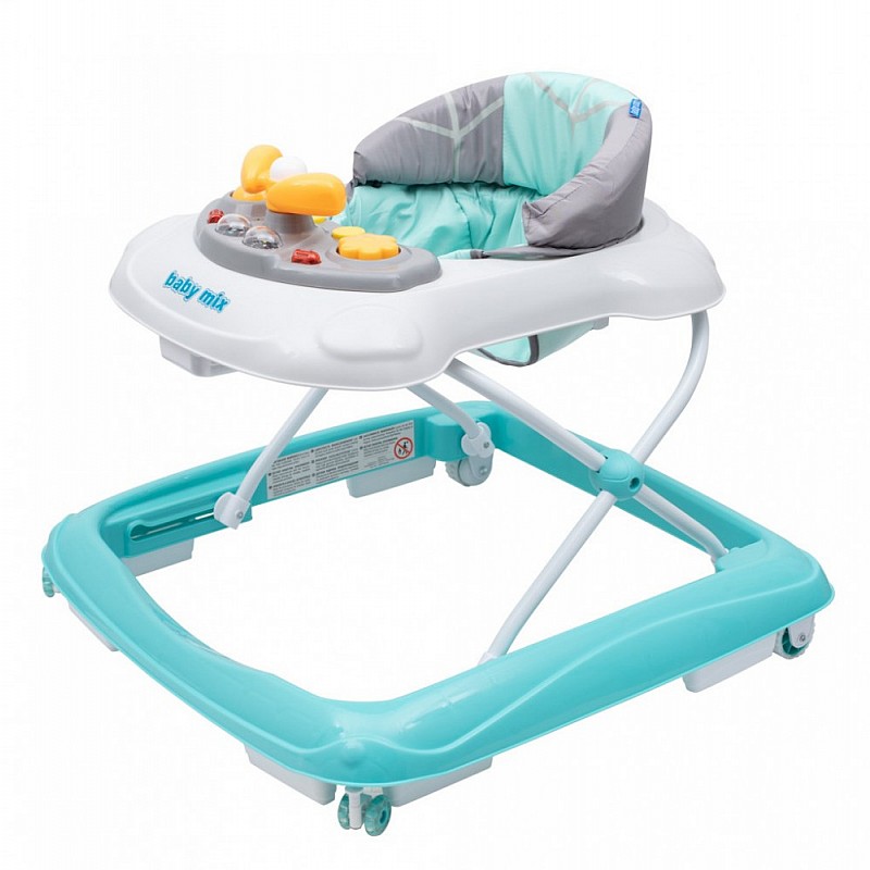 BABY MIX Staigulis ar silikona ritentiņiem J-888E mint/graphite 6m+