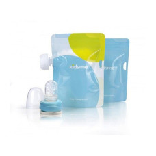 Kidsme Reusable Food Pouch vairākkārt lietojamas stāvpakas biezenīšiem ar adapteri 2x180ml, SKY 160499 S