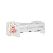 KOCOT KIDS gulta bez atvilktnes ar matraci BABYDREAMS white Teddybear butterflies 180x80cm