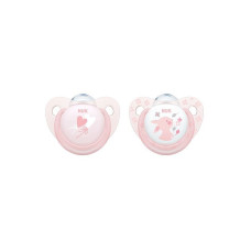 NUK Rose and Blue Ortodontiskas formas silikona māneklis Baby Rose 0-6m 2gab. SU74 rozā