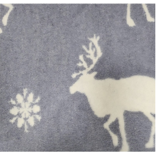 URGA ECO vilnas sedziņa - pleds 140x100cm DEER WITH SNOWFLAKES pelēks-balts IZPĀRDOŠANA