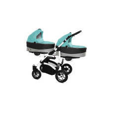 BABYACTIVE TWINNY PREMIUM dvīņu rati TROPIC GREEN, 11 balts rāmis