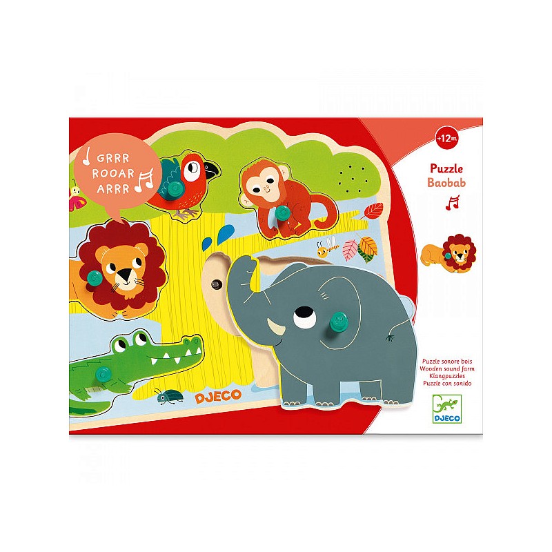 DJECO Koka puzle ar skaņām - Džungļi DJ01708