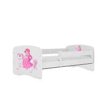 KOCOT KIDS gulta bez atvilktnes ar matraci BABYDREAMS white Princess on horse 160x80cm