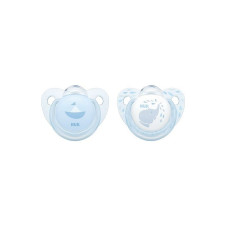 NUK Rose and Blue Ortodontiskas formas silikona māneklis Baby Blue 0-6m 2gab. SU75 синий IZPĀRDOŠANA