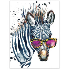 TSVETNOY Dimantu mozaīkas komplekts 30x40cm Zebra with Glasses, LE112e