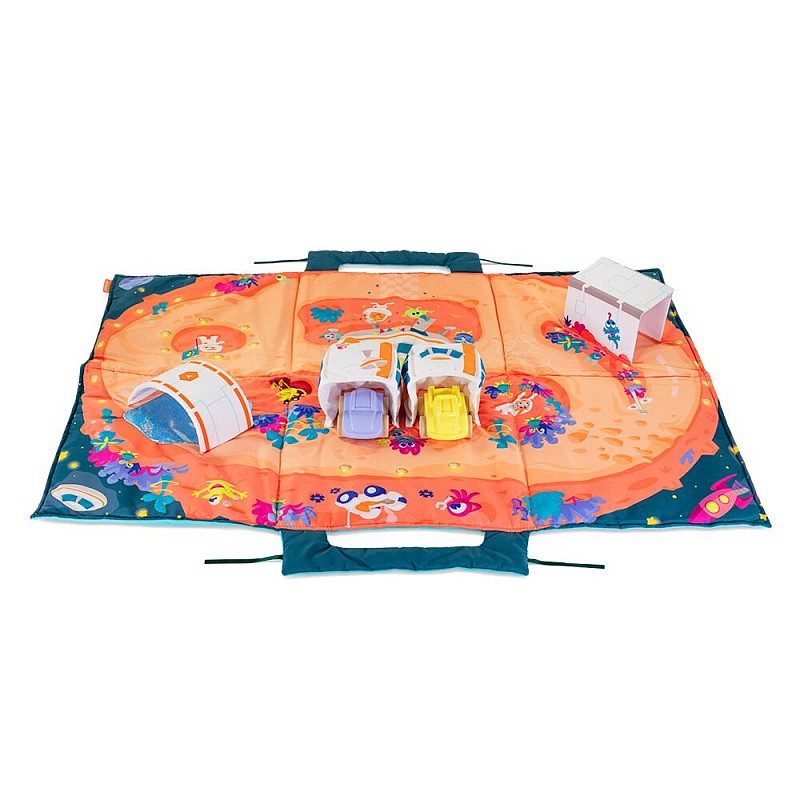 MINILAND Aktivitātes paklājs ar automašīnām SPACE MLZ75007 pink/blue