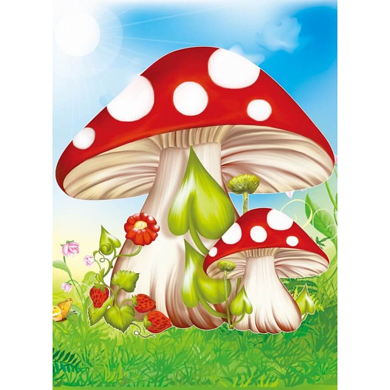 TSVETNOY Dimantu mozaīkas komplekts 17x22cm Fly agaric mushrooms, X005e