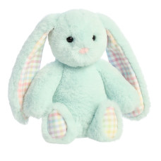 AURORA Rainbow Gingham Bunnies Plīša piparmētru zaļš  trusis, 18 cm