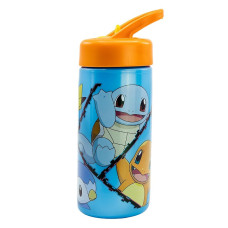 STOR POKEMON Plastmasas dzeramā ūdens pudele ar salmiņu, 410 ml