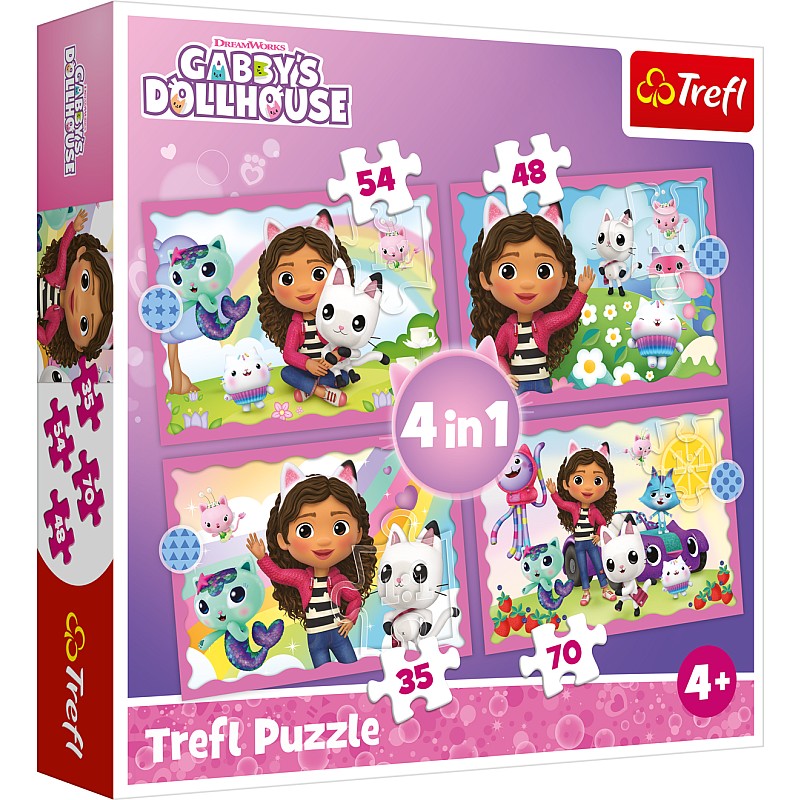 TREFL GABBY´S DOLLHOUSE pužļu komplekts 4in1