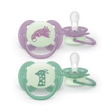 Philips Avent AVENT SCF094/04 napp Soother Soft 6–18 månader, Night & Day, räv/giraff